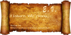 Einhorn Várkony névjegykártya